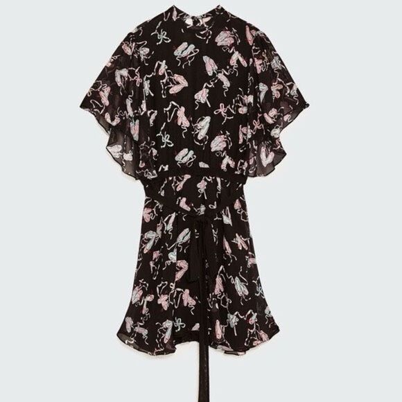 ✨ZARA STUDIO BALLET PRINT RUFFLE SZ XS/S DRESS✨ - Picture 6 of 11
